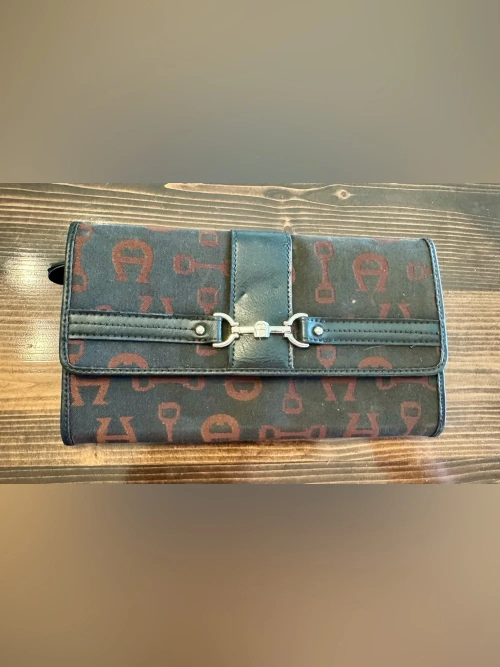 Etienne Aigner Black‎ and Brown Signature Clutch Wallet